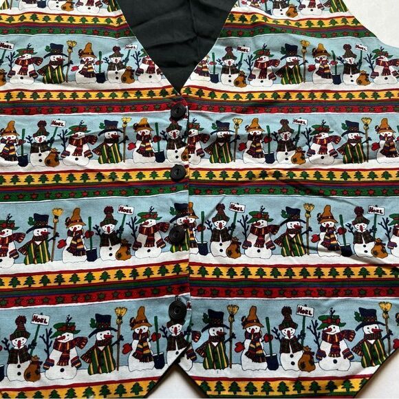 Women's Nutcracker Holiday Vest Light Weight Black Multi Snowmen Size Large - Picture 4 of 6